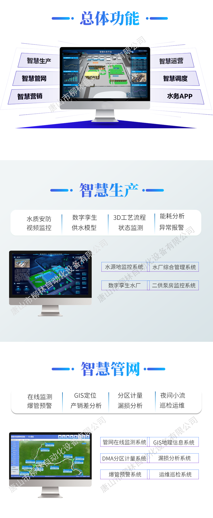 智慧水務總體功能:智慧生產、智慧管網